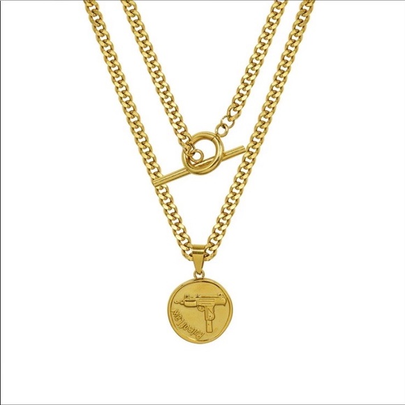 NEW 18K GOLD CHUNKY CHAIN COIN NECKLACE - Picture 3 of 5